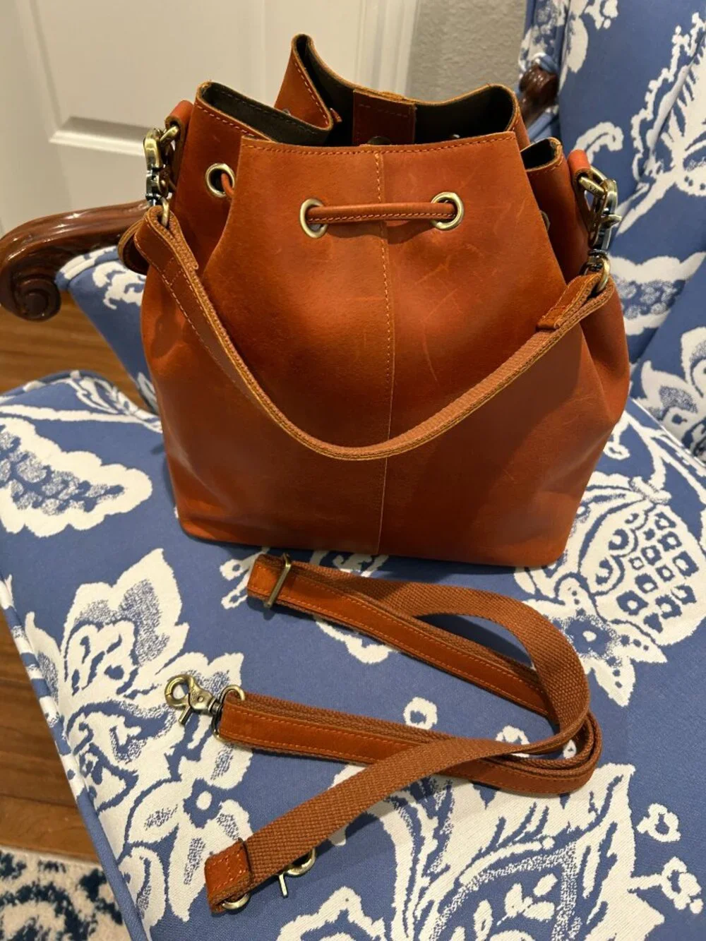 S-Zone Leather Bucket Bag, Excellent Condition
